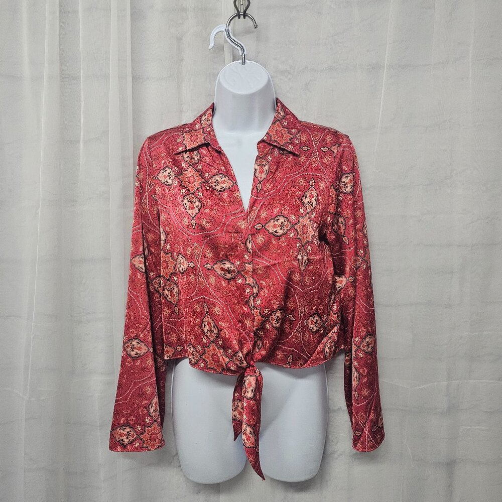Rachel Zoe Paisley Tie-Front Blouse